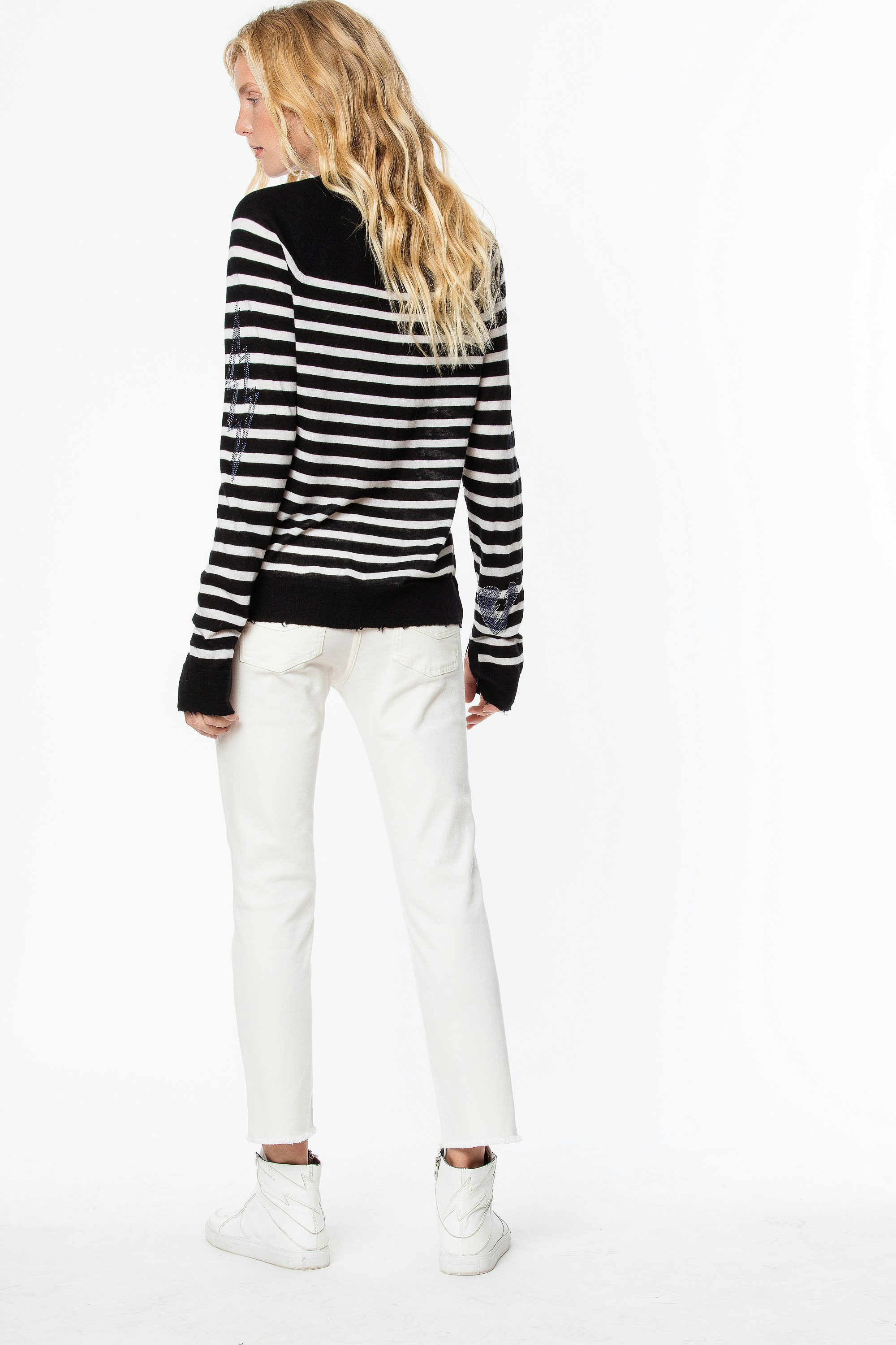 Pullover Reglis Stripe - Gestreifter Pullover aus Feder-Kaschmir.